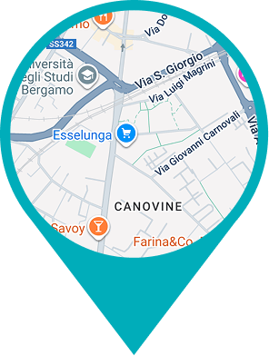 Indicatore posizione Poliambulatorio Canovine su mappa di Bergamo